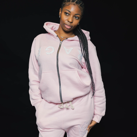 Don't Stress Me Out - Distressed Tracksuit ( Baby Pink ) (Pre Order)